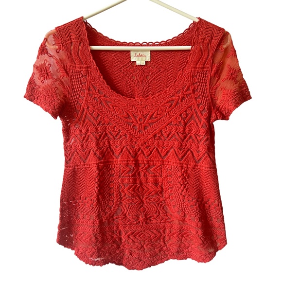 ANTHROPOLOGIE DELETTA TOP WOMENS XXS LACE CROCHET BOHEMIAN Y2K COTTAGECORE - Picture 1 of 9